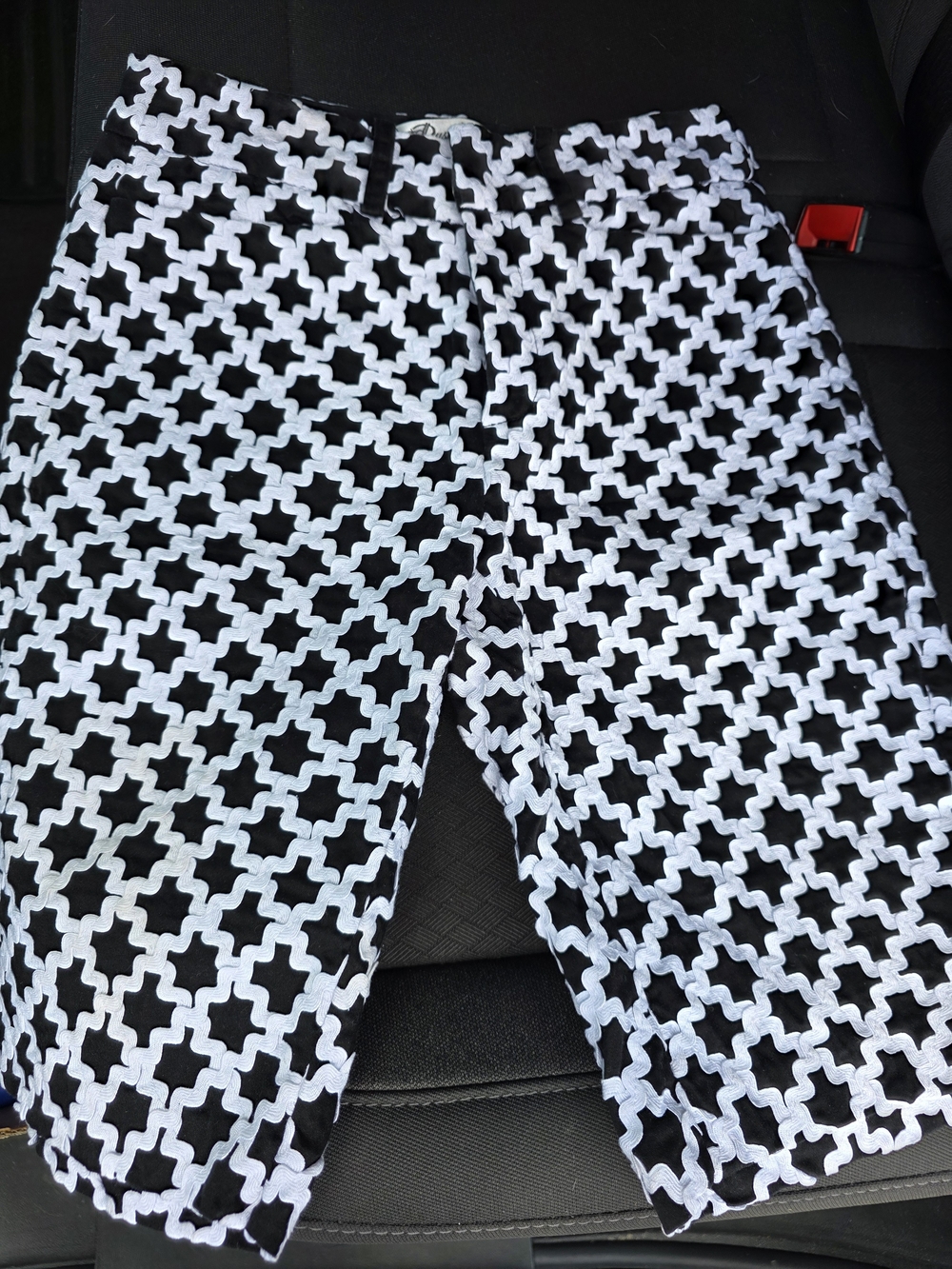 Black and White Geometric Bermuda Shorts